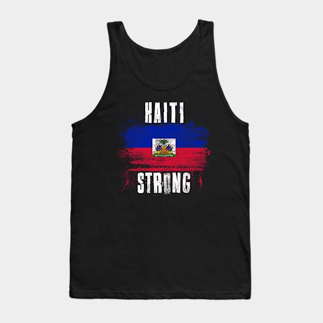 Haiti Strong Distressed Graffiti Flag Tank Top by Family Heritage Gifts